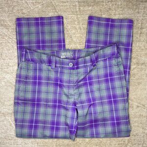 Nike Purple and Gray Plaid Women's Straight Leg Golf Pants Size 10